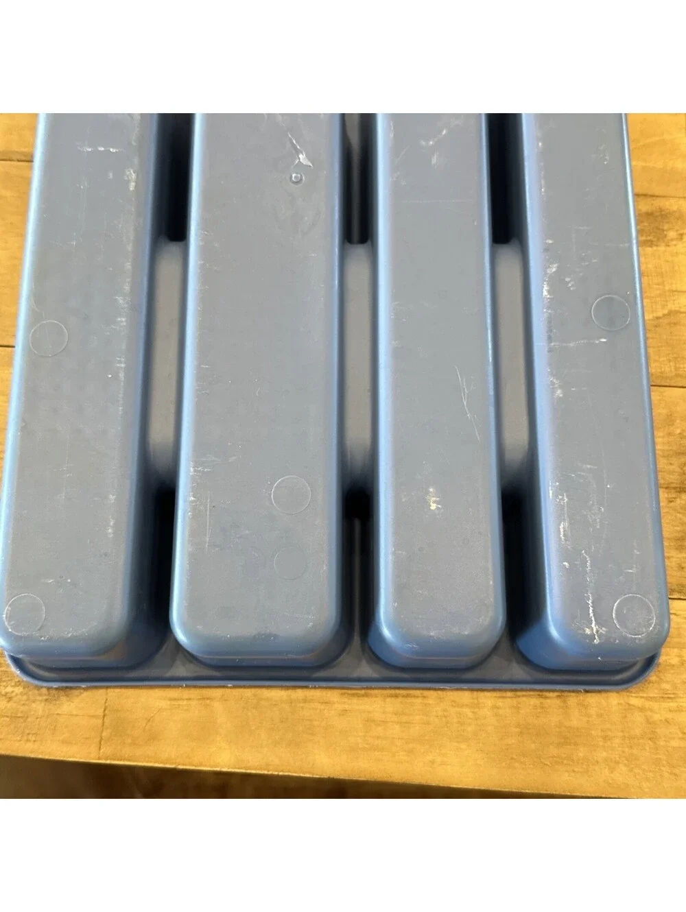Vintage Rubbermaid Silverware Flatware Kitchen Utensil Tray Blue 5 Slot #2919